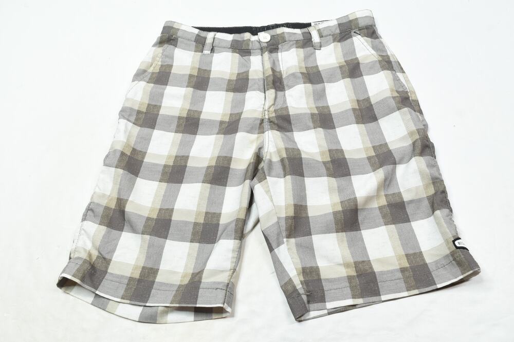 Billabong Platinum X Hybrid Shorts Mens 32 Beige Gray Plaid 4-Way Stretch Beach